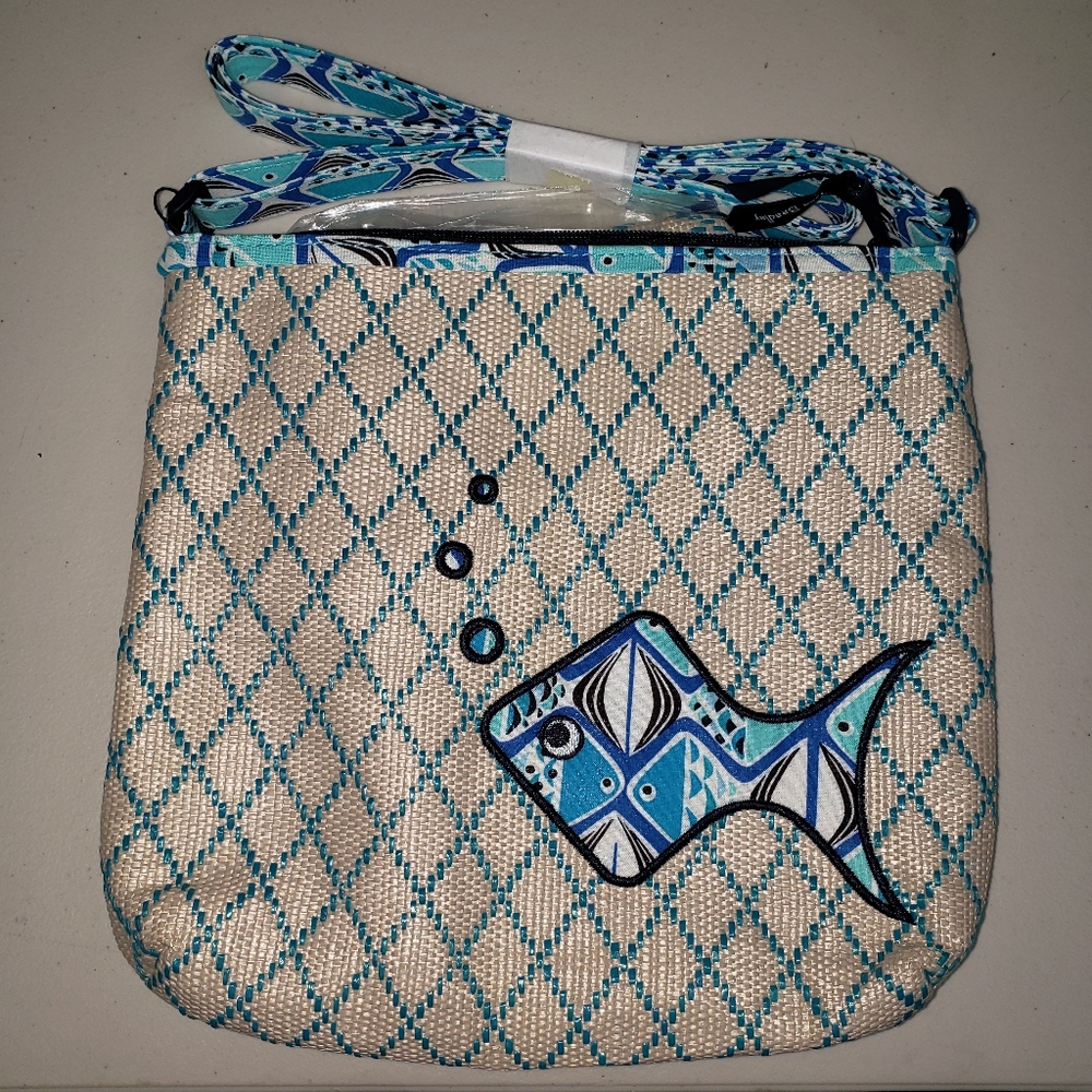 Vera Bradley Go Fish Blue beach cross body and matching wristlet